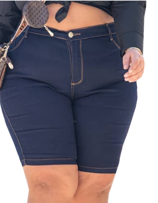 Bermudas Jeans Ate o Joelho Plus Size Feminina Lycra