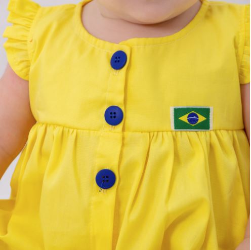 Vestido de Bebe Menina Copa do Mundo Brasil