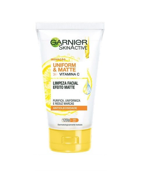 Sabonete Liquido Facial Garnier Skin Active Uniform Matte Vitamina C Antioleosidade 120g