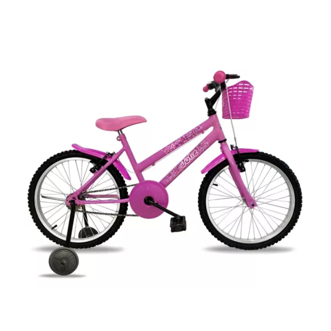 Bicicleta Feminina Aro 20 infantil mod 2024 com Rodinhas Laterais Power Bike