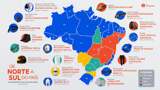 De norte a sul do Brasil conheca os produtos mais vendidos da Shopee
