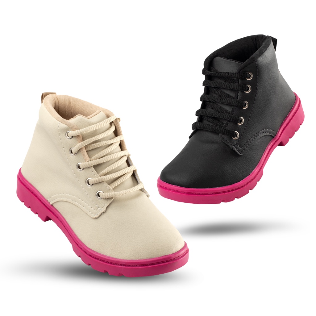 Bota Infantil Feminina Funfy Coturno Menina 2121I Botinha Neon Pink