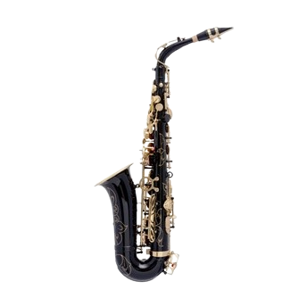 Saxofone Alto Mib Preto Com Chaves Douradas HAL1100 Marca HALK
