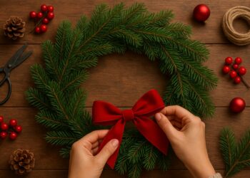 Como fazer uma guirlanda de Natal passo a passo simples