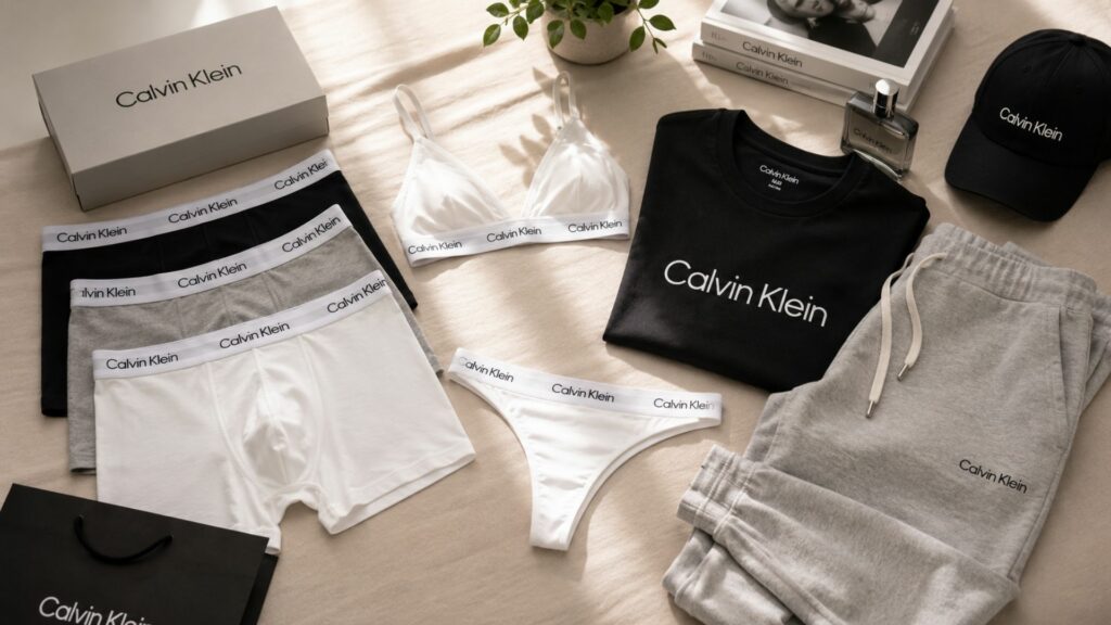 Calvin Klein e boa para roupas intimas e moda casual