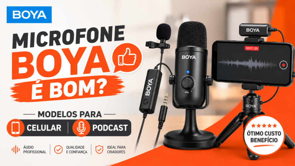 Microfone Boya e bom Modelos para celular e podcast
