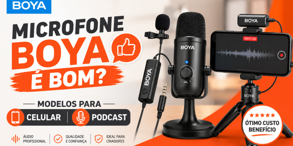 Microfone Boya e bom Modelos para celular e podcast