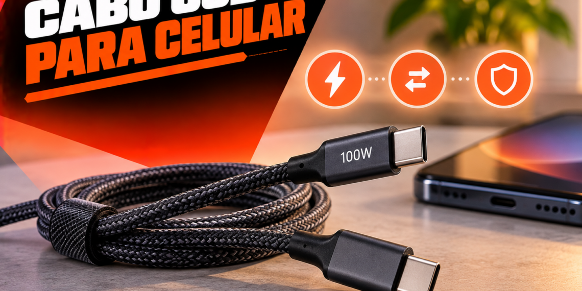 Cabo USB C para celular como escolher potencia dados e durabilidade