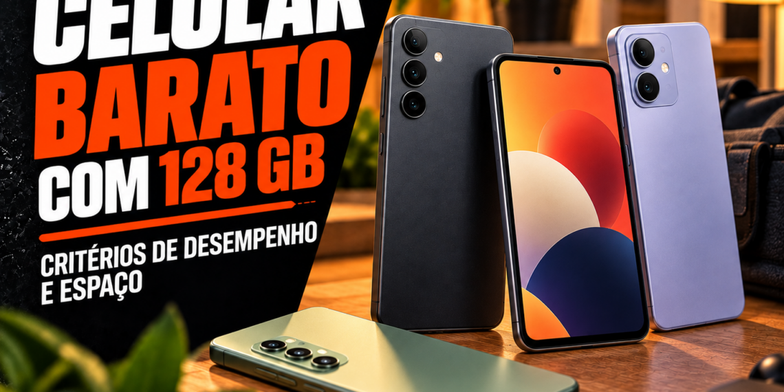 Celular barato com 128 GB criterios de desempenho e espaco