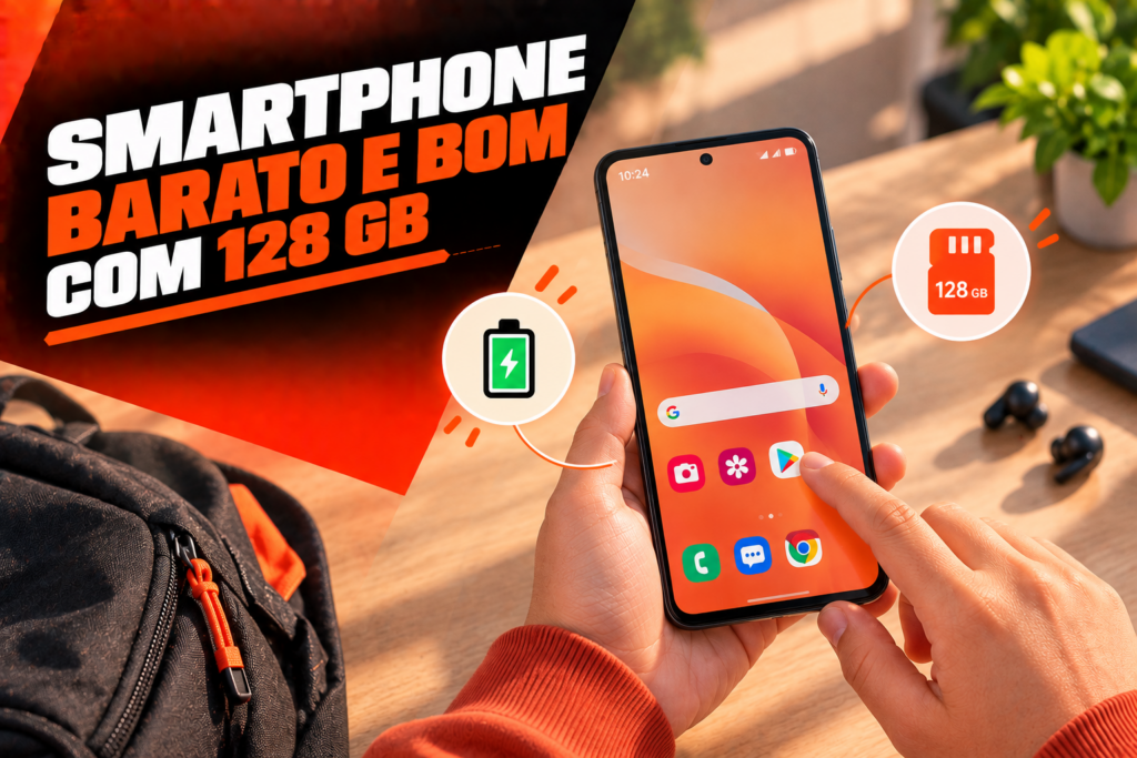 Smartphone barato e bom com 128 GB equilibrio entre bateria e armazenamento
