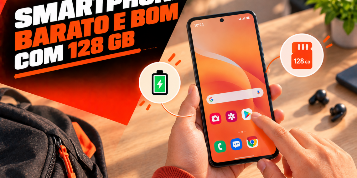 Smartphone barato e bom com 128 GB equilibrio entre bateria e armazenamento