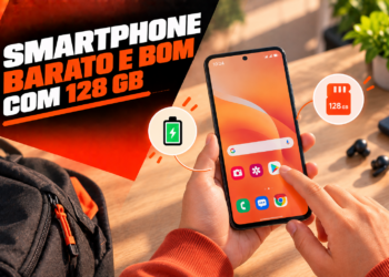 Smartphone barato e bom com 128 GB equilibrio entre bateria e armazenamento