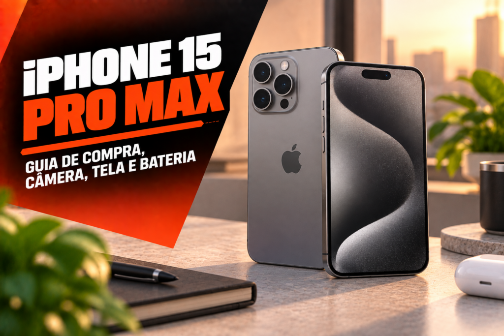 iPhone 15 Pro Max guia de compra camera tela e bateria