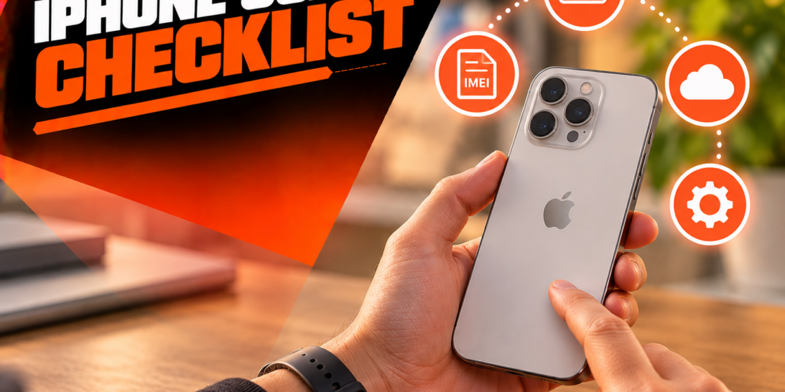 iPhone usado checklist de bateria IMEI iCloud e pecas
